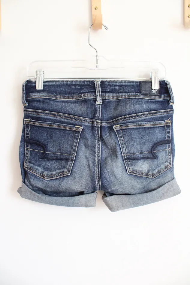 American Eagle Outfitters Super Stretch Kick Boot Cuffed Jean Shorts 4 American Eagle Earrings
