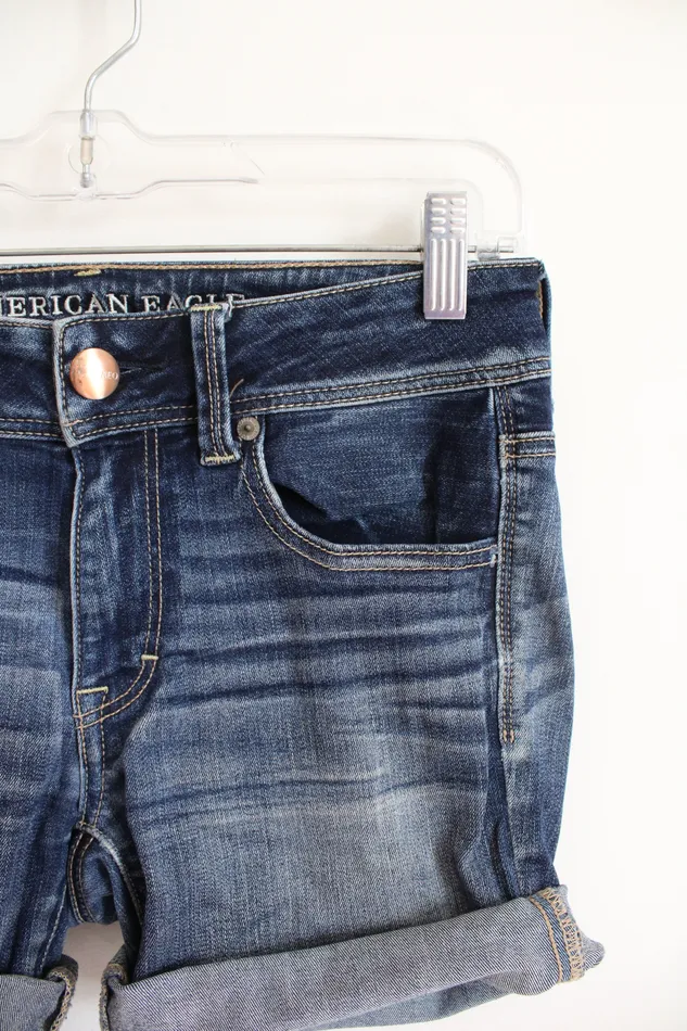 American Eagle Outfitters Super Stretch Kick Boot Cuffed Jean Shorts 4 American Eagle Earrings