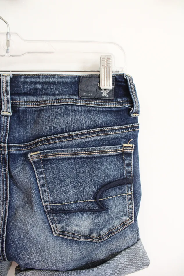 American Eagle Outfitters Super Stretch Kick Boot Cuffed Jean Shorts 4 American Eagle Earrings