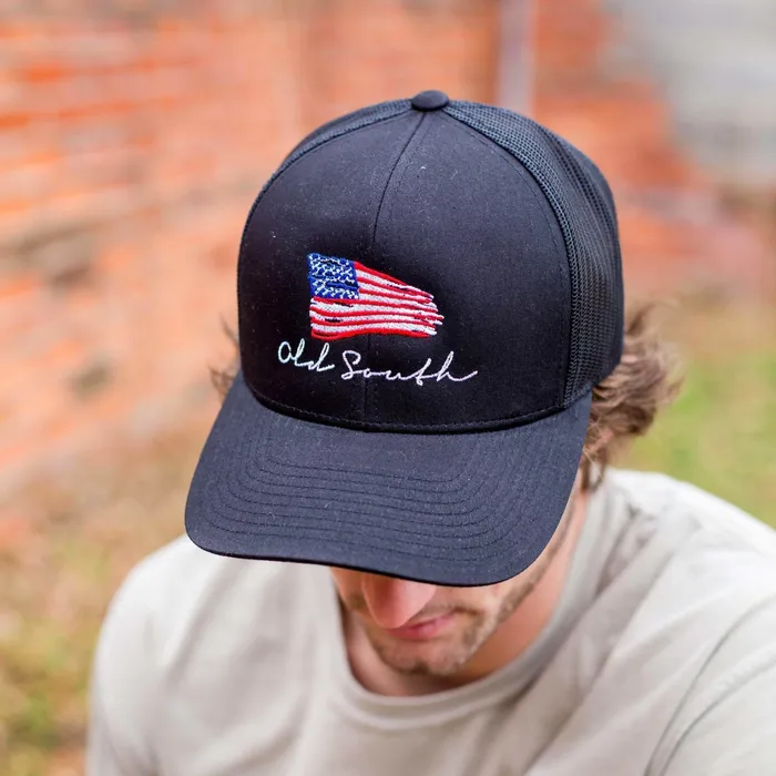 American Flag Trucker Hat Old South Apparel Earrings