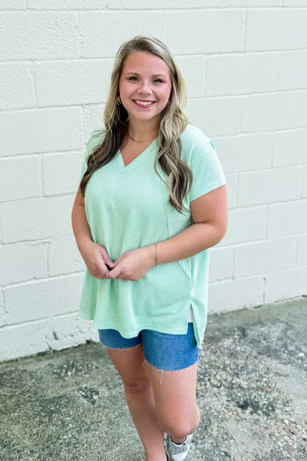 Andree By Unit Earrings Cole VNeck Dolman Top Sage