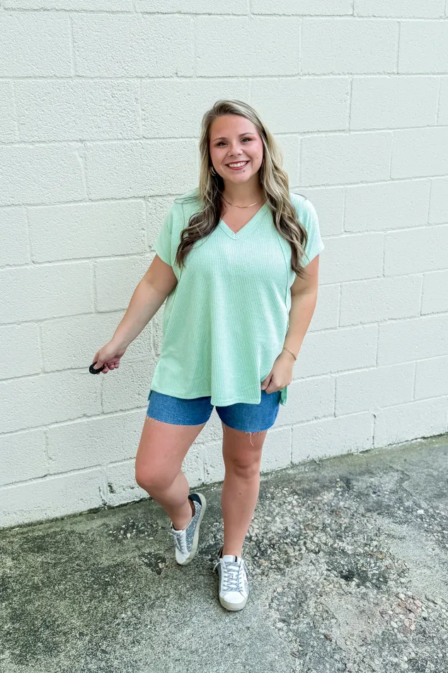 Andree By Unit Earrings Cole VNeck Dolman Top Sage