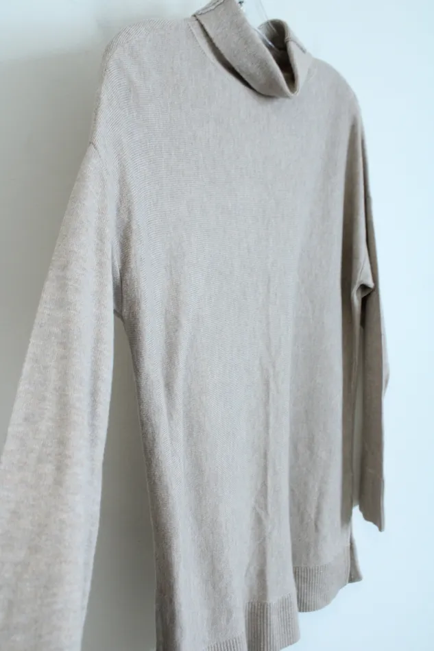Ann Taylor LOFT Tan Knit Mock Neck Sweater M Ann Taylor LOFT Earrings