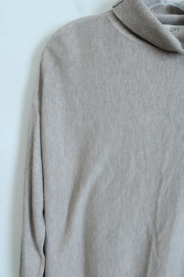 Ann Taylor LOFT Tan Knit Mock Neck Sweater M Ann Taylor LOFT Earrings