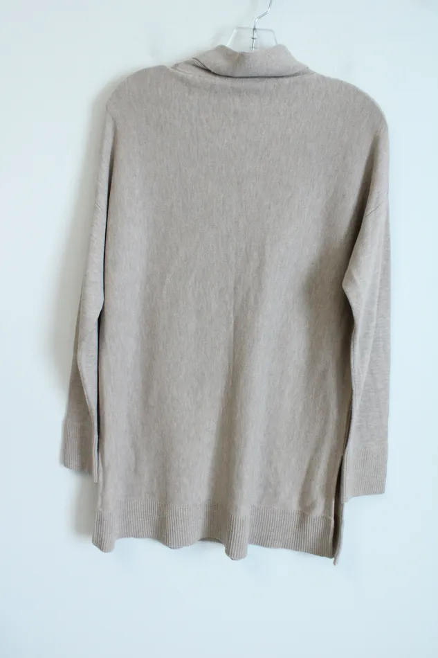 Ann Taylor LOFT Tan Knit Mock Neck Sweater M Ann Taylor LOFT Earrings