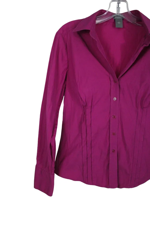 Ann Taylor Pink Button Down Shirt 6 Petite Ann Taylor LOFT Earrings