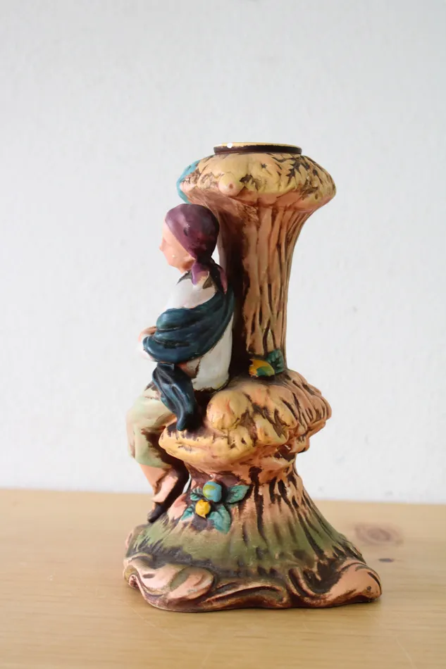 Arcadia Girl Playing Harp Candle Holder Jubilee Thrift Earrings