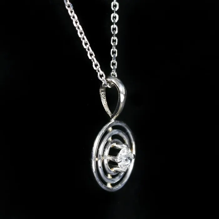 Auric Enterprises Necklaces Art Deco 015 Carat Old Mine Cut Diamond Pendant