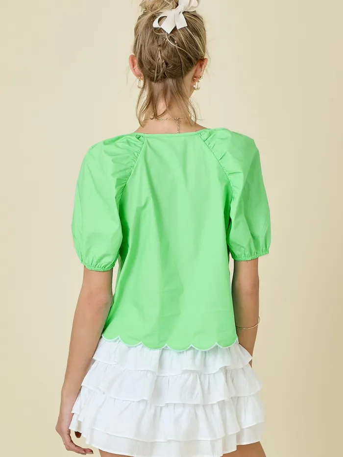 Aurora Poplin Top Day Moon Earrings