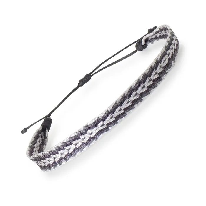 Azua Mens Egyptian Loom Bracelet Wide Grey White Bracelets
