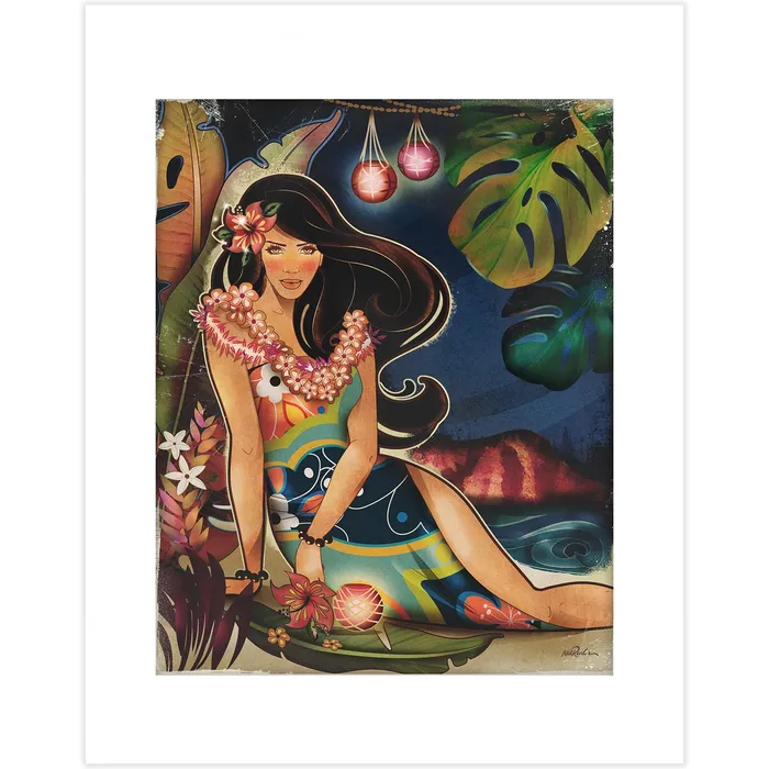 Beautiful Wahine Matted Print by Kat Reeder 11 x 14 KATREEDER Earrings