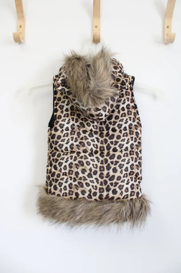 Betsy Johnson Earrings Betsy Johnson Leopard Print Faux Fur Puffer Vest 6X