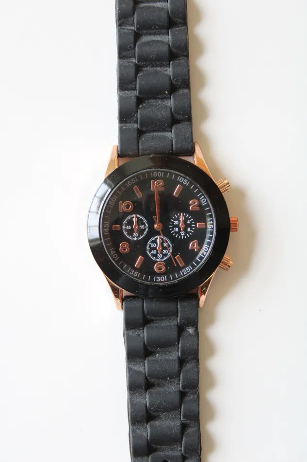 Black Rose Gold Watch Jubilee Thrift Earrings
