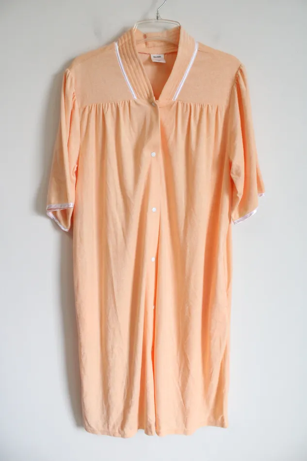 Blair Earrings Blair Peach Terrycloth Button Down Night Dress Mumu Robe L