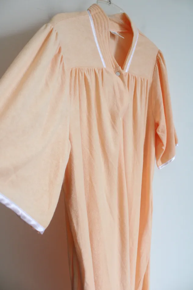 Blair Earrings Blair Peach Terrycloth Button Down Night Dress Mumu Robe L