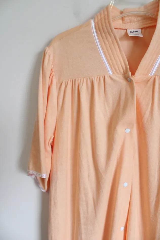 Blair Earrings Blair Peach Terrycloth Button Down Night Dress Mumu Robe L
