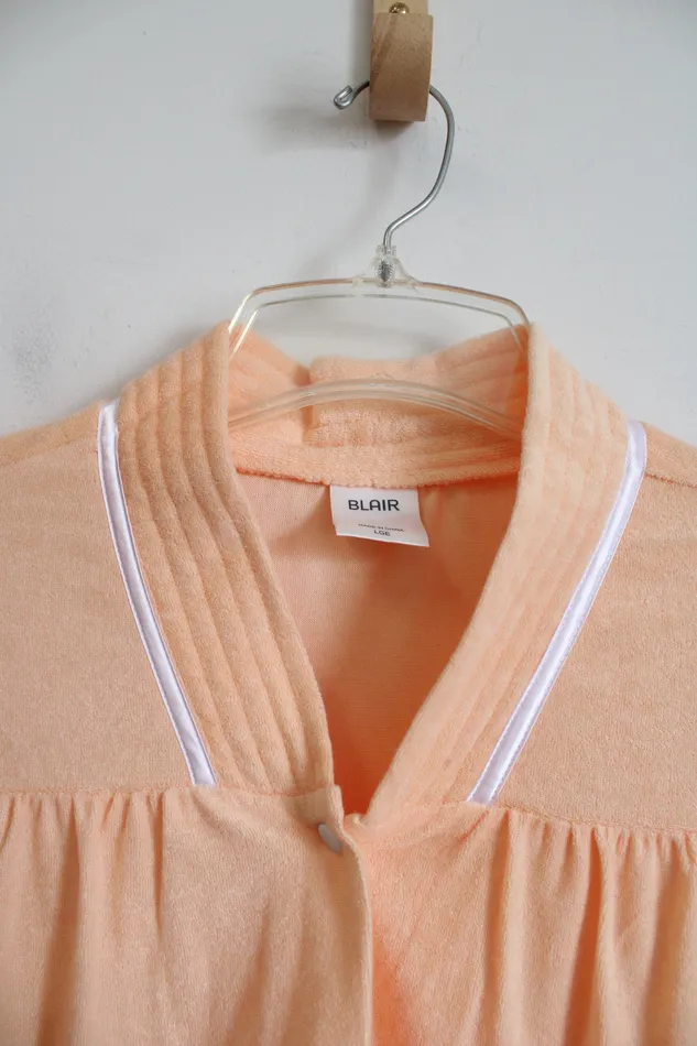 Blair Earrings Blair Peach Terrycloth Button Down Night Dress Mumu Robe L