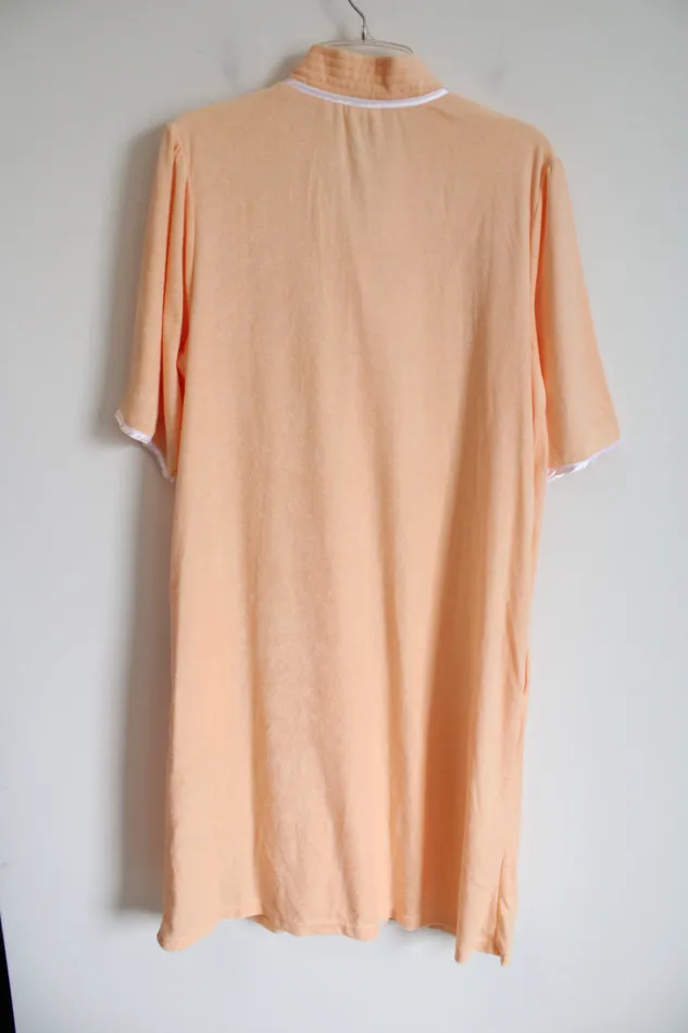 Blair Earrings Blair Peach Terrycloth Button Down Night Dress Mumu Robe L