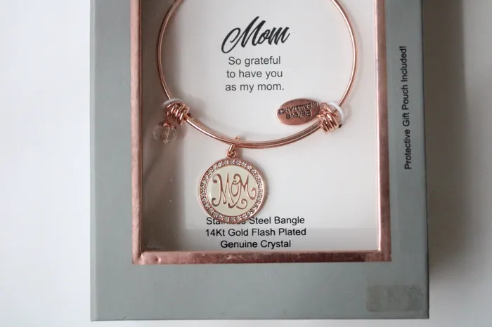 Bracelets Brilliance NEW Believe By Brilliance Mom Stainless Steel Bangle Rose 14KT Gold Flash Plated Genuine Crystal