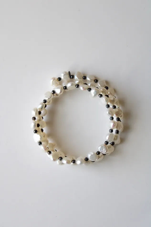 Bracelets Ivory Genuine Baroque Pearl Memory Wire Bracelet Jubilee Thrift