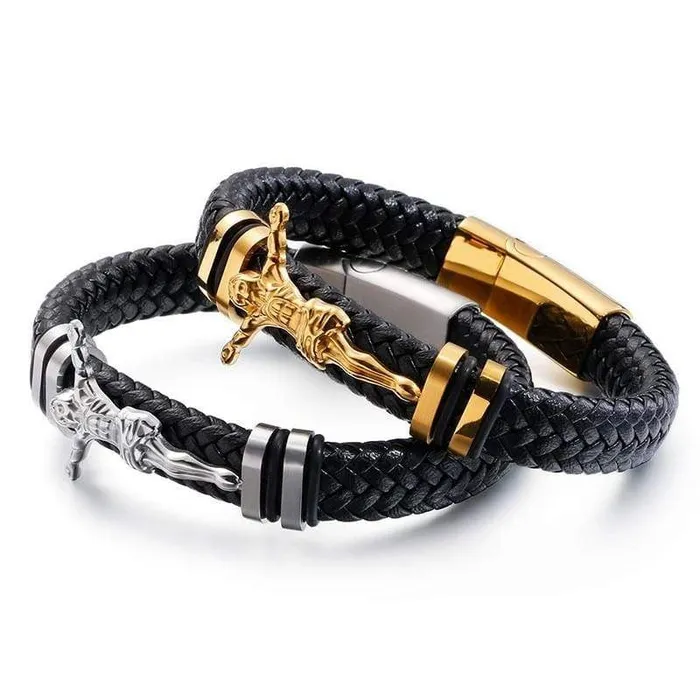 Bracelets Lords Guidance Mens Cross Bracelet br Leather Crucifix