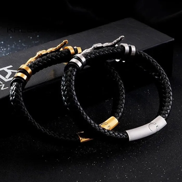 Bracelets Lords Guidance Mens Cross Bracelet br Leather Crucifix