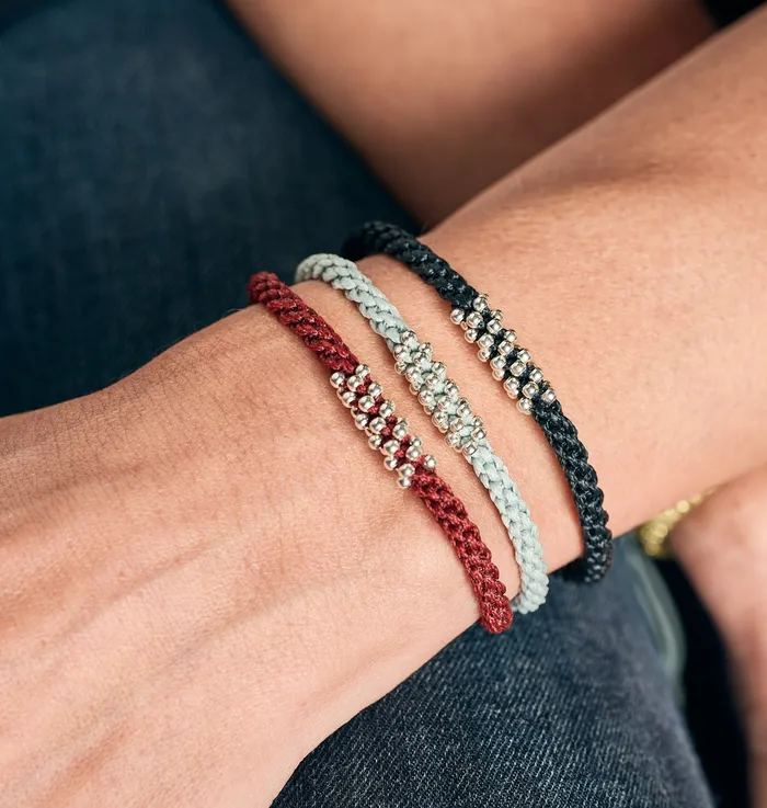 Bracelets Macrala Tramo Macrame Beaded Bracelet Silver