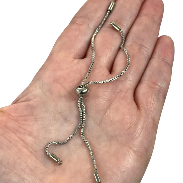 Bracelets Peppy Beads Rhoidum Plated Adjustable Box Chain Slider Bracelet Blanks Bracelets Peppy Beads Rhoidum Plated Adjustable Box Chain Slider Bracelet Blanks