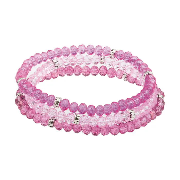 Bracelets Pink Paradise Kids Mini Crystal 3 Stack Bracelet Set MYFUNCOLORS