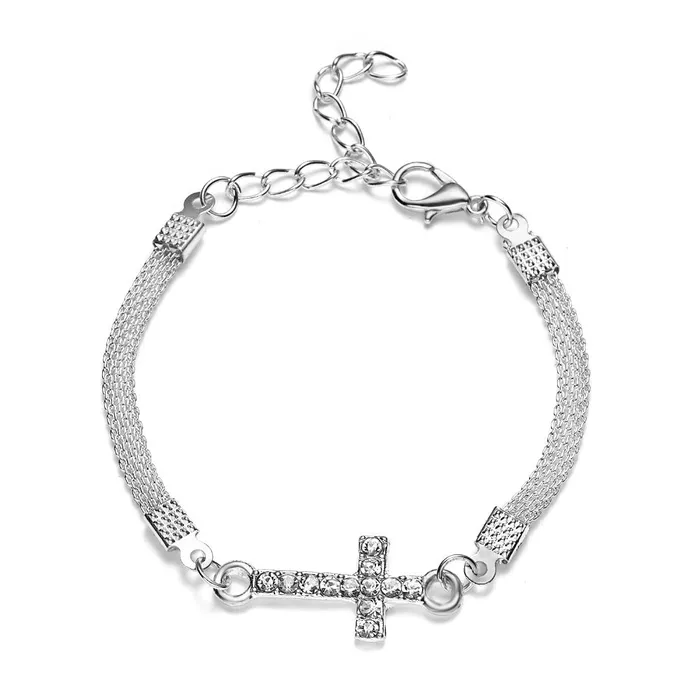 Bracelets Womens Rhinestone Prayer Cross Bracelet Lords Guidance