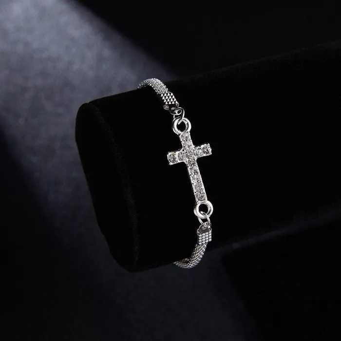 Bracelets Womens Rhinestone Prayer Cross Bracelet Lords Guidance