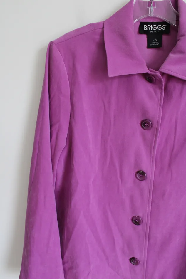 Briggs Button Down Purple Top S Briggs New York Earrings
