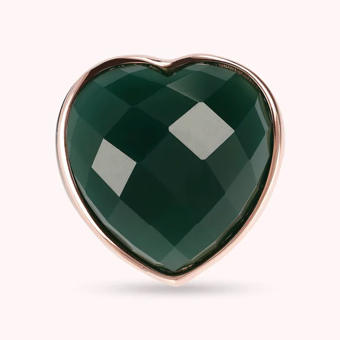 Bronzallure Earrings Anello Chevalier con Cuore in Pietra Naturale Sfaccettata
