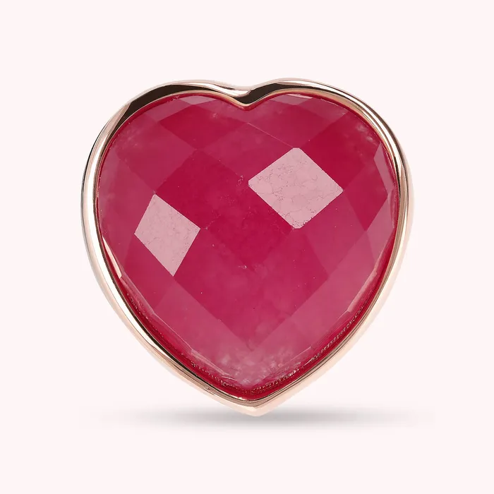 Bronzallure Earrings Anello Chevalier con Cuore in Pietra Naturale Sfaccettata