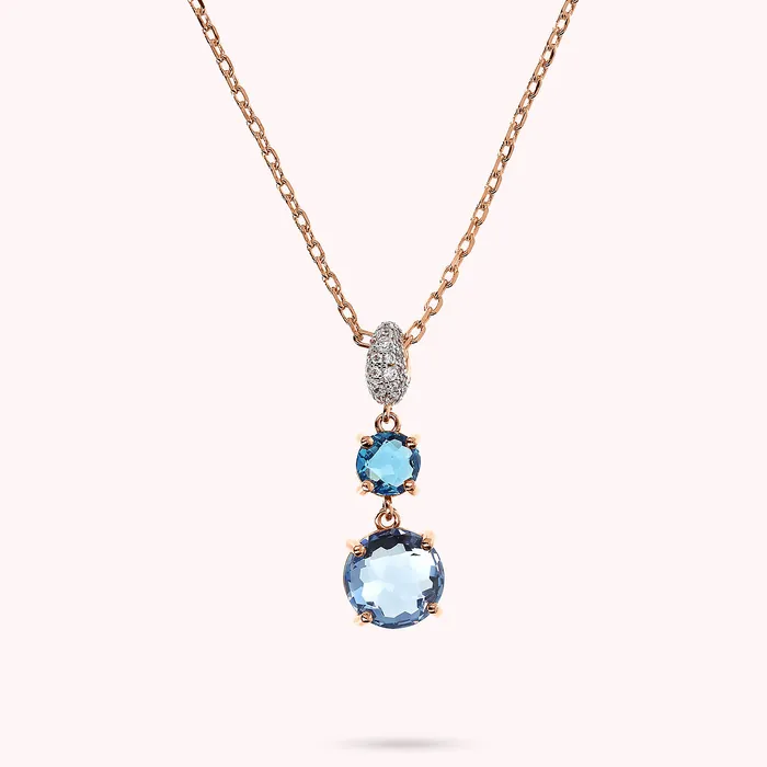 Bronzallure Earrings Collana con Pendente in Prisma Gem Tonde e Pav in Cubic Zirconia