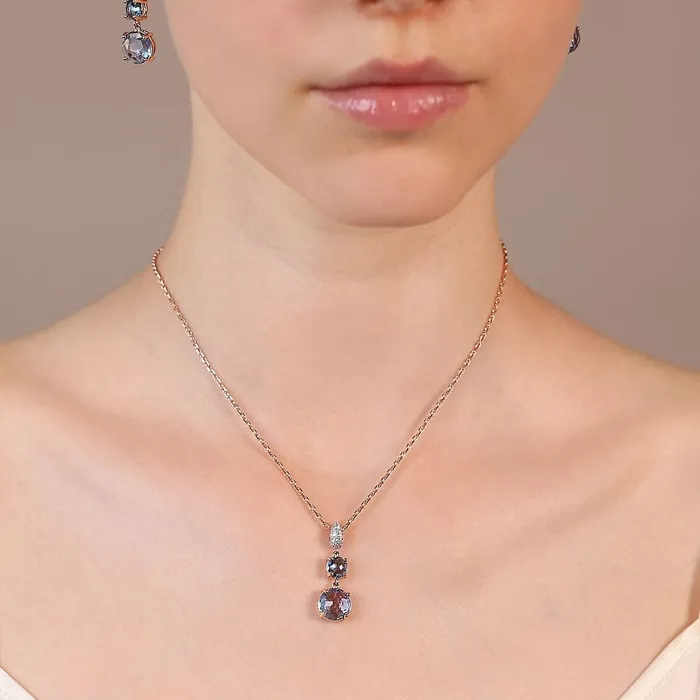 Bronzallure Earrings Collana con Pendente in Prisma Gem Tonde e Pav in Cubic Zirconia