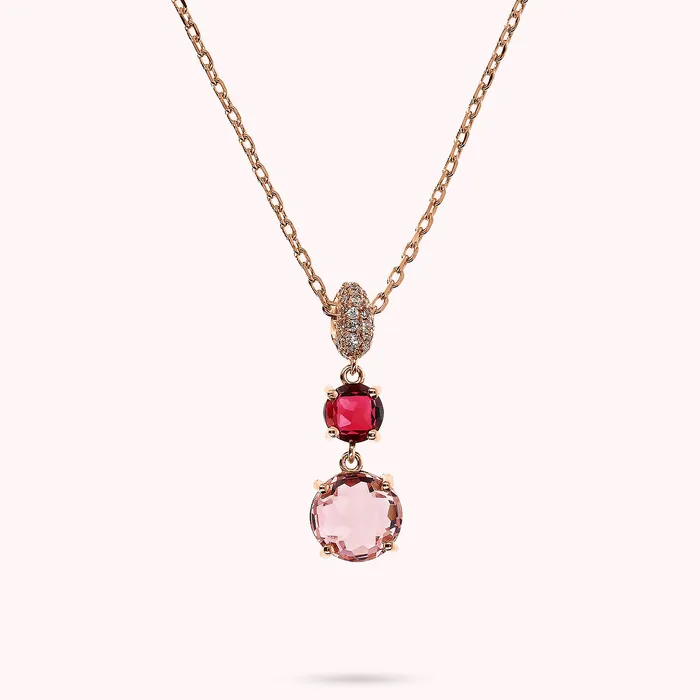 Bronzallure Earrings Collana con Pendente in Prisma Gem Tonde e Pav in Cubic Zirconia
