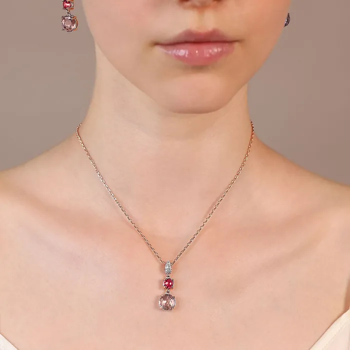 Bronzallure Earrings Collana con Pendente in Prisma Gem Tonde e Pav in Cubic Zirconia