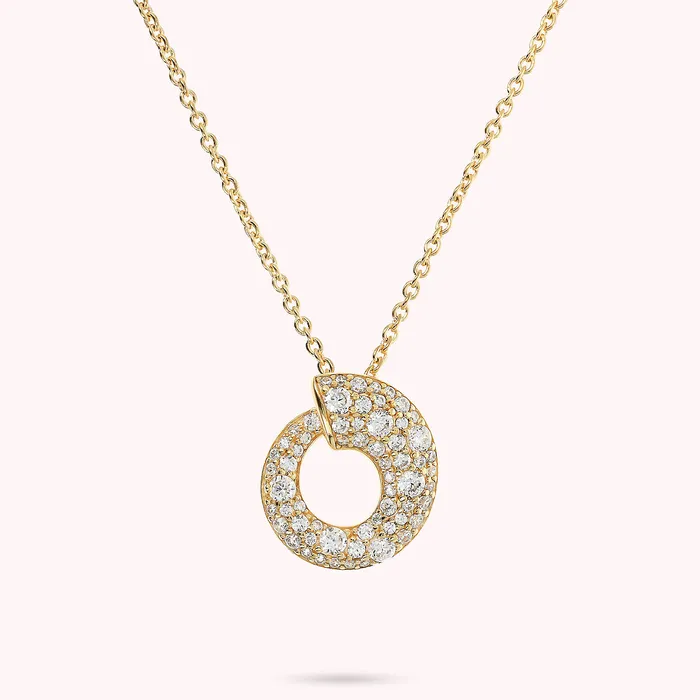Bronzallure Earrings Collana Golden con Pendente a Cerchio Graduato in Pav Misto