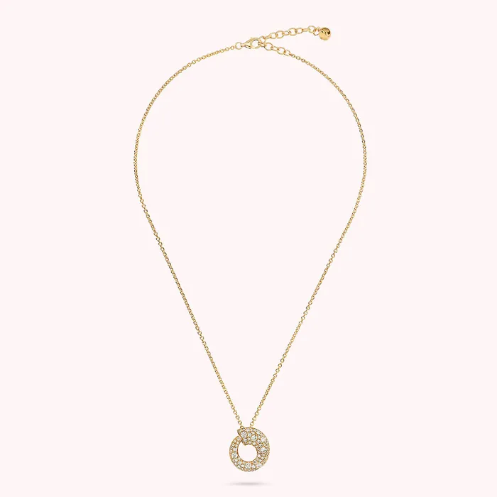 Bronzallure Earrings Collana Golden con Pendente a Cerchio Graduato in Pav Misto