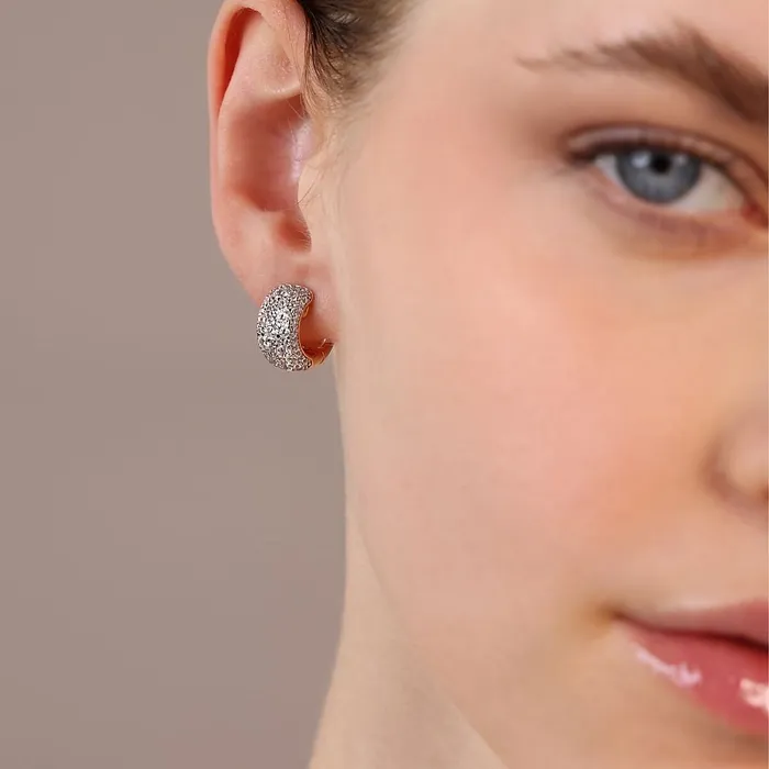 Bronzallure Earrings Orecchini a Cerchio in Pav di Cubic Zirconia