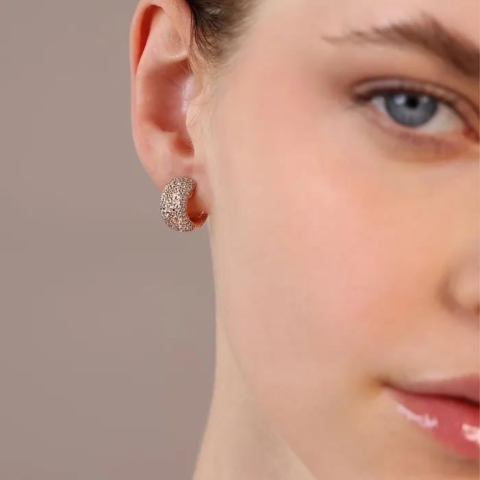 Bronzallure Earrings Orecchini a Cerchio in Pav di Cubic Zirconia