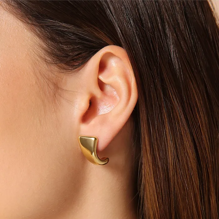 Bronzallure Earrings Orecchini a Lobo Design Sinuoso Golden