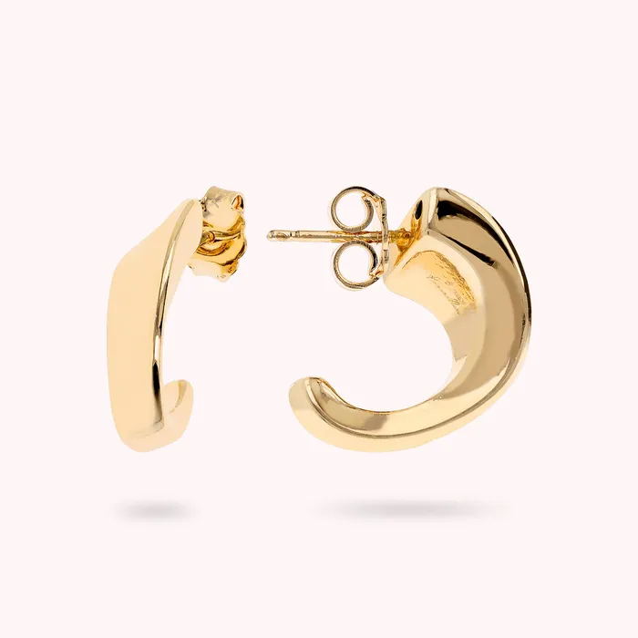 Bronzallure Earrings Orecchini a Lobo Design Sinuoso Golden