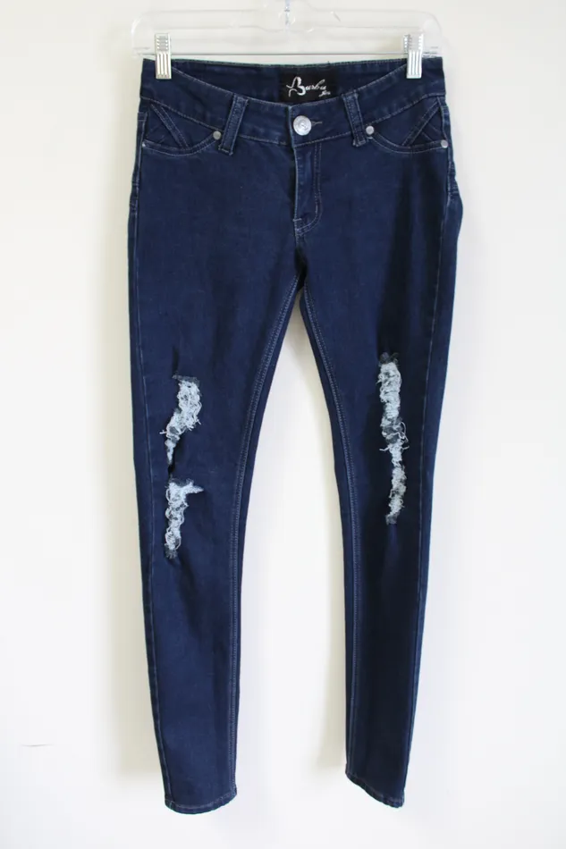 Burba Burba Jeans Dark Wash Distressed Skinny Jeans 1 Earrings