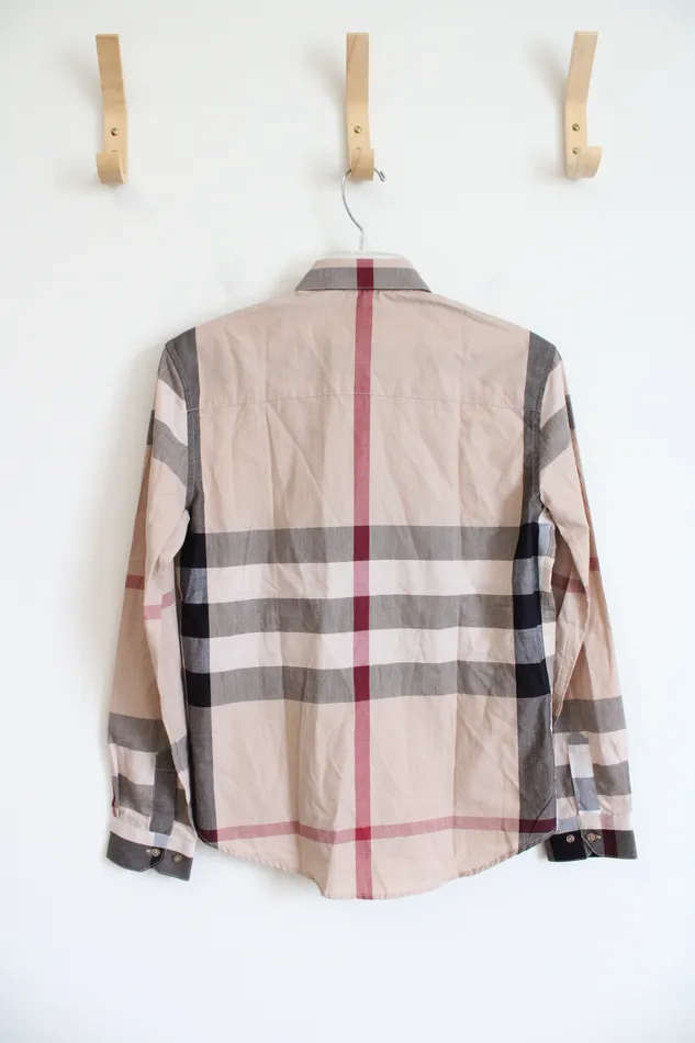 Burberry Earrings Burberry Brit Tan Red Check Long Sleeved Button Down Cotton Top S Petite