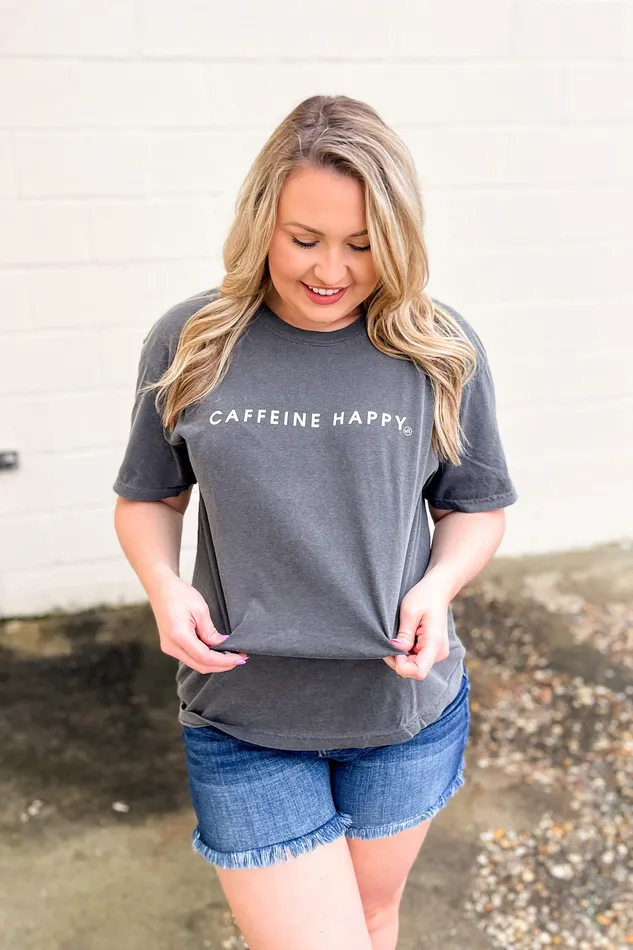 Caffeine Happy Comfort Colors Graphic Tee Grey NLH Never Lose Hope Earrings