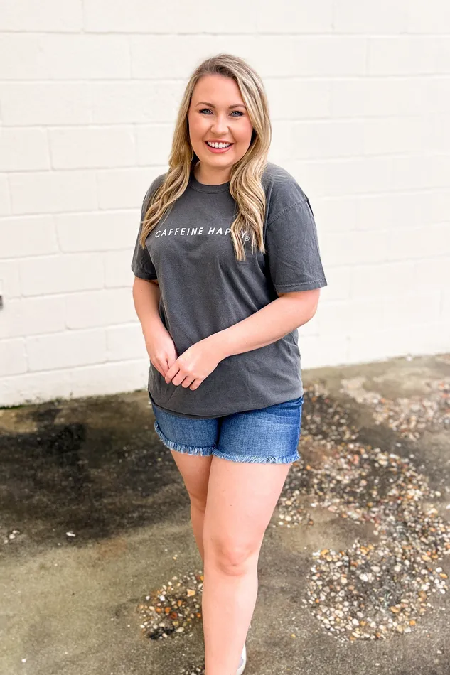 Caffeine Happy Comfort Colors Graphic Tee Grey NLH Never Lose Hope Earrings