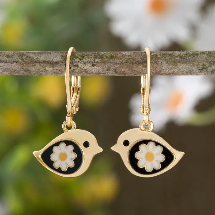 Chadds Ford Jewelry Earrings Leverback Gold Daisy Birdie Earrings