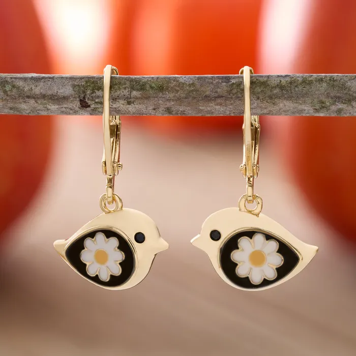 Chadds Ford Jewelry Earrings Leverback Gold Daisy Birdie Earrings